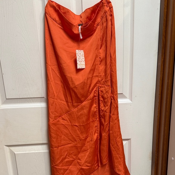 Free People Vibrant Orange Assymetrical Skirt - Picture 2 of 12